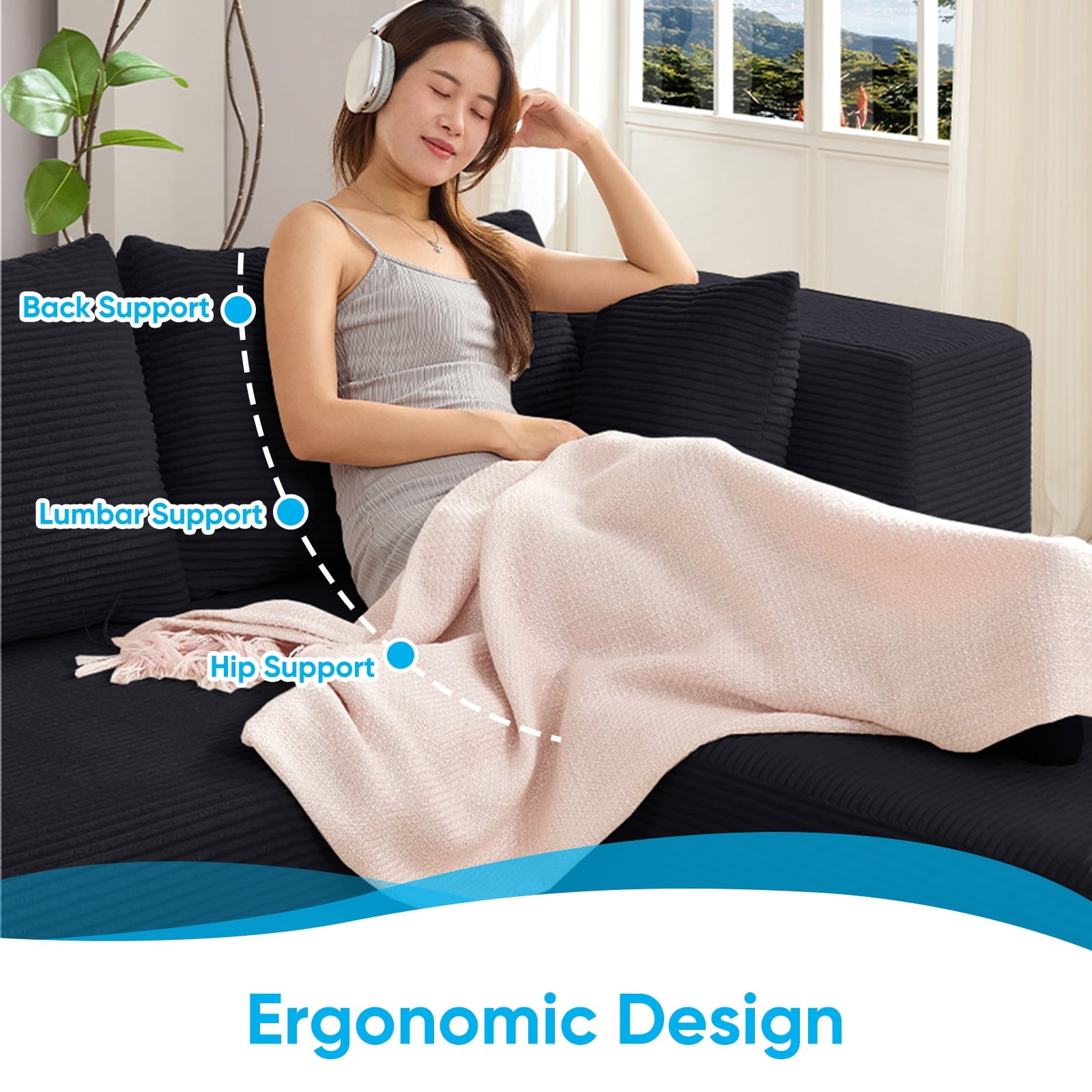 Mjkone 135'' Modular L/U-Shaped Sectional Sofa,Oversized Cloud Floor Sofa Set for Living Room,No Assembly Couches and Sofas,