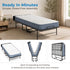 Mjkone Folding Bed with Mattress, Rollaway Fold Up Bed for Small Space, Foldable Bed with Lockable Wheels