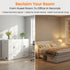 Puremind Queen Size Murphy Bed with Mattress, Murphy Cube Cabinet Bed with USB Charging Station and Storage Drawer, Murphy Chest Bed for Guest Room/Home/Office