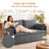 Puremind 66.5" Queen Pull Out Couch Bed with Adjustable Backrest, Bubble Fleece Convertible Sofa Bed with Side Pockets for Living Room/Apartment