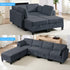 Puremind 6 Piece Modular Sectional Sofa with Storage, U/L Shaped Sectional Couch with Movable Ottoman, Convertible Sleeper Sofa for Living Room/Apartment