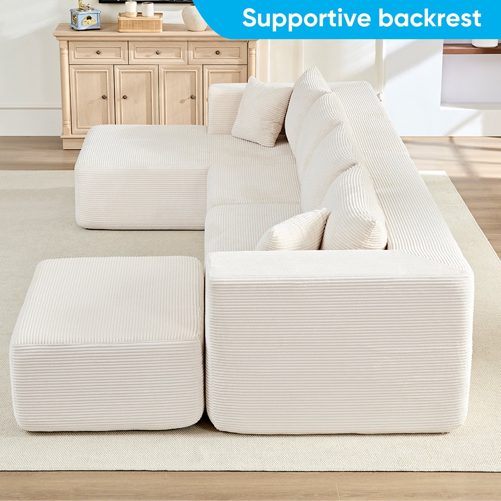 Mjkone 135'' Modular L/U-Shaped Sectional Sofa,Oversized Cloud Floor Sofa Set for Living Room,No Assembly Couches and Sofas,