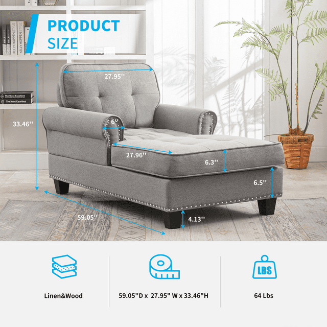 Cecer Modern Sleeper Chair, Durable & Cozy Linen Sofa Bed, Chaise Lounge for Small Space, Living Room