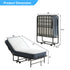 Mjkone Folding Bed with Mattress, Rollaway Fold Up Bed for Small Space, Foldable Bed with Lockable Wheels