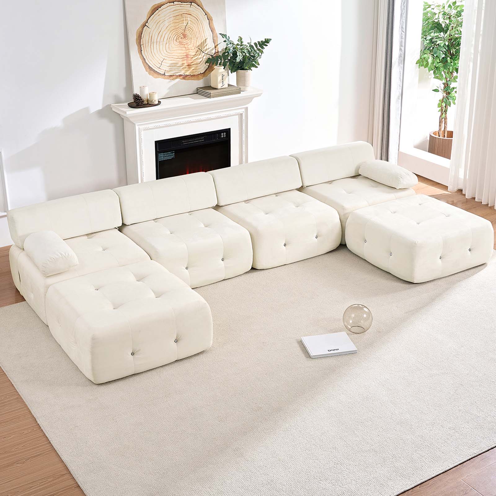 BALUS Oversized Sectional Couches for Living Room,4 Seat U-Shaped Modular Sectional Sofa with Movable Ottomans , No Assembly, Velvet
