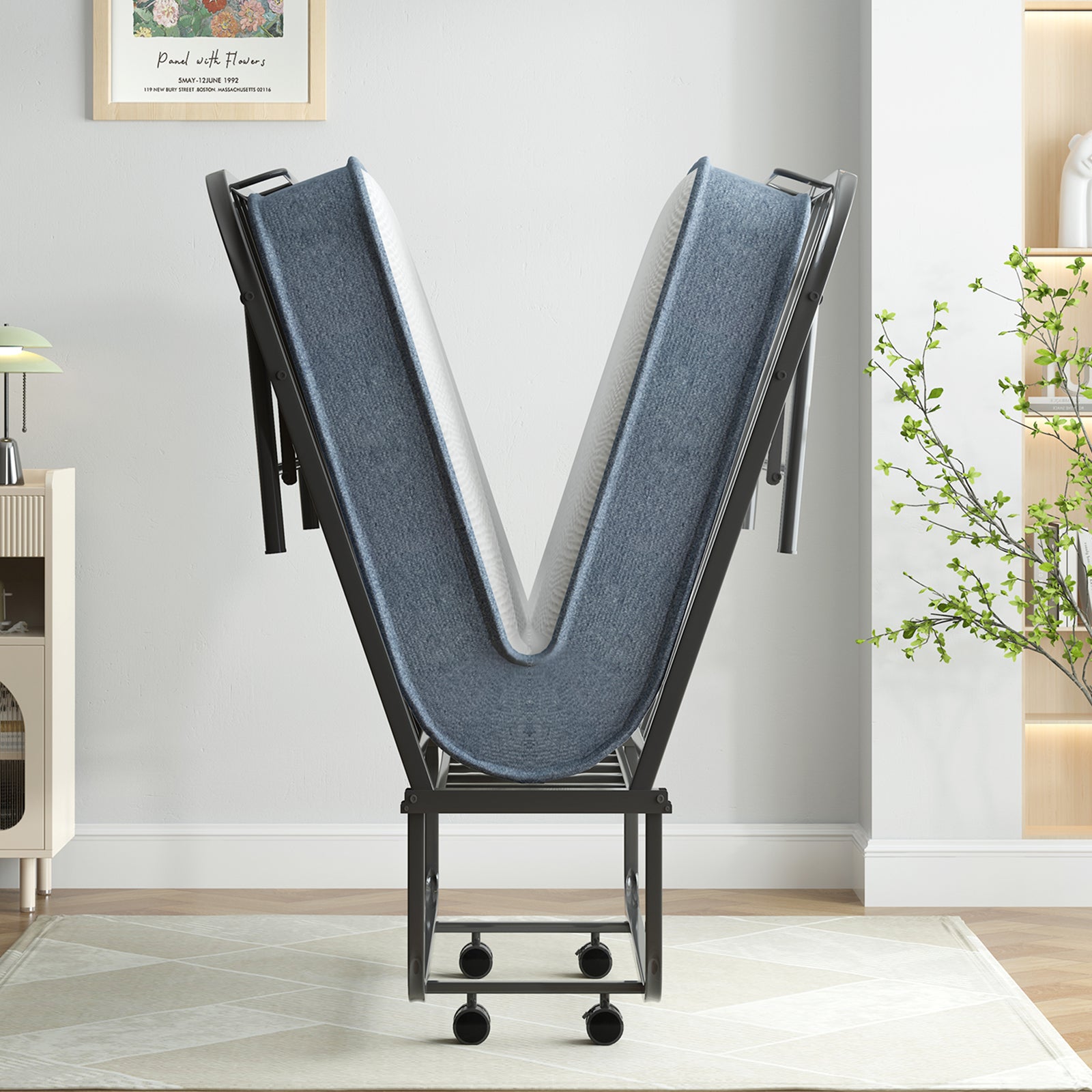 Puremind Folding Bed with 5 Inch Foam Mattress, 75"x31" Rollaway Bed for Adults/Guests, Space Saving Portable Bed, Easy Assembly & Moving