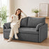 Puremind 66.5" Queen Pull Out Couch Bed with Adjustable Backrest, Bubble Fleece Convertible Sofa Bed with Side Pockets for Living Room/Apartment