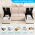 Mjkone Oversized U Shaped Sectional Sleeper Sofa Bed with Double Storage Chaise,Convertible Pull Out Couch Bed with Side Pocket for Living Room/Apartment,