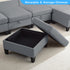 Mjkone Oversized U Shaped Sectional Sofa with Storage, Linen 6 Seater Modular Sectional Sofa Sleeper for Living Room
