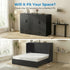 Mjkone Queen Size Murphy Bed with LED Light,Murphy Cabinet Bed with Folding Mattress,Convertible Cabinet Bed for Small Space