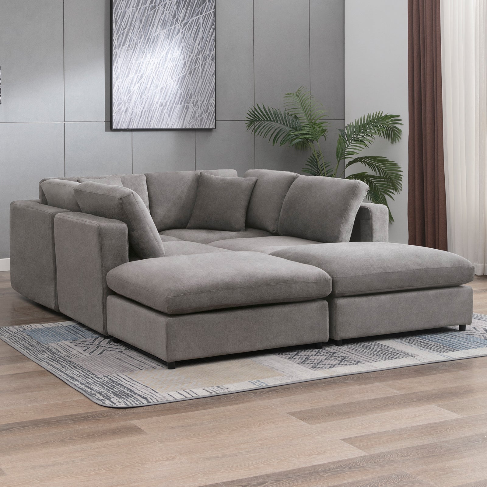 Modern Convertible Sectional Sofa Set