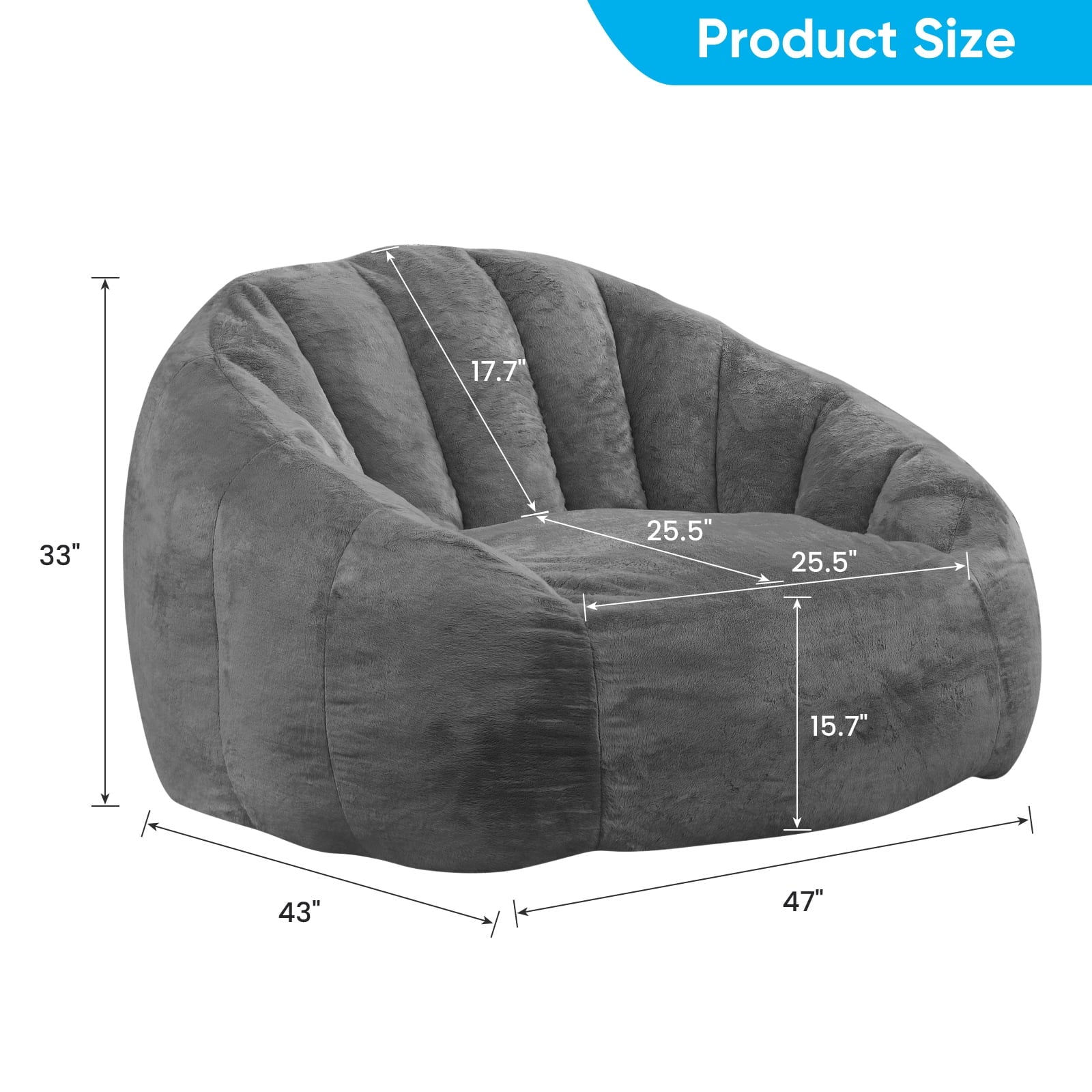 ZAFLY Oversized Bean Bag Chair for Adults, Faux Fur Large Comfy Chair, Big Lazy Sofa Chair Floor Sofa for Gaming