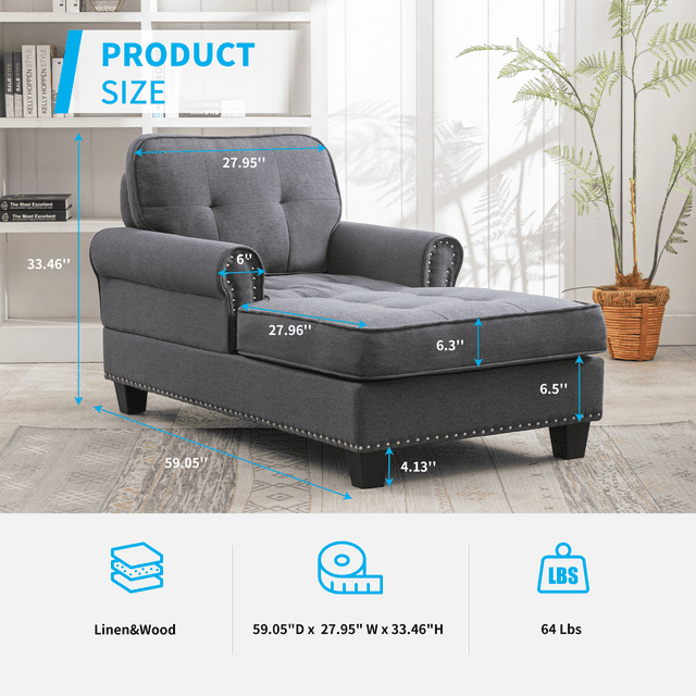 Cecer Modern Sleeper Chair, Durable & Cozy Linen Sofa Bed, Chaise Lounge for Small Space, Living Room