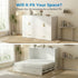 Mjkone Queen Size Murphy Bed with LED Light,Murphy Cabinet Bed with Folding Mattress,Convertible Cabinet Bed for Small Space
