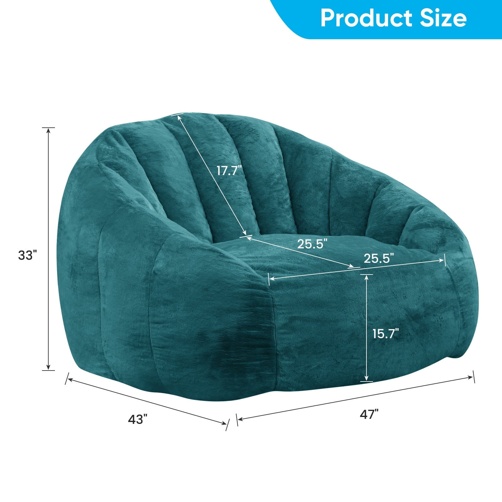 ZAFLY Oversized Bean Bag Chair for Adults, Faux Fur Large Comfy Chair, Big Lazy Sofa Chair Floor Sofa for Gaming