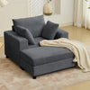 BALUS Chaise Lounge Chair Indoor with Ottoman, Oversized Corduroy Single Sofa Chair with 2 Pillows, Comfy Deap Sleeper Seat for Living Room