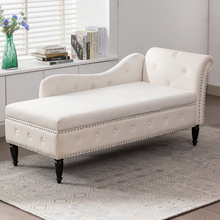 CECER Chaise Lounge Indoor with Storage, Upholstered Modern Tufted Lou ...