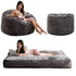 BALUS Convertible 2-in-1 Bean Bag Chair & Bed with Removable Velvet Covers, Memory Foam Giant Bean Bag for Apartment