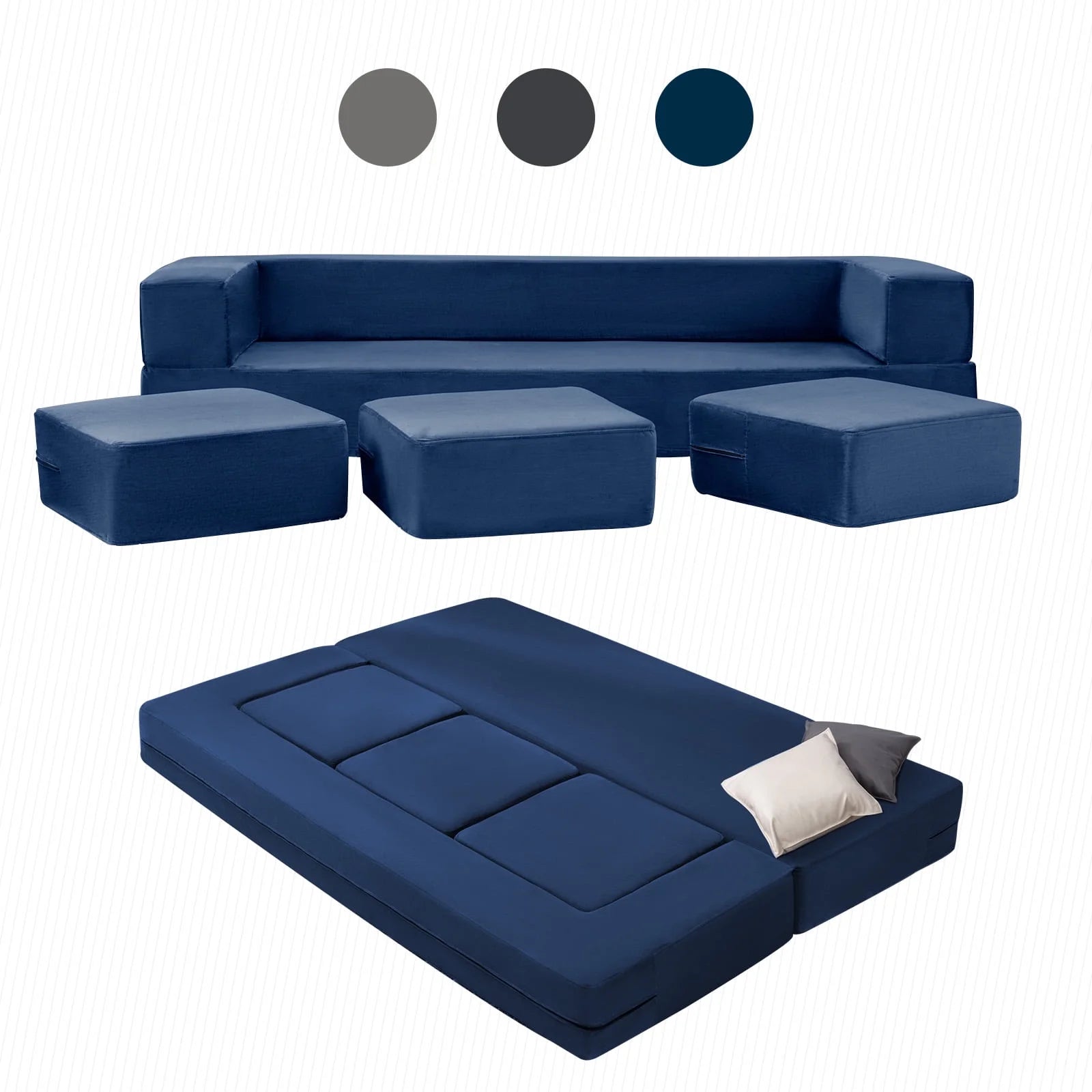 BALUS Modular Sleeper Sofa Bed - Velvet Foldable Sectional Couch, No Assembly, Pet-Friendly & Space-Saving Design