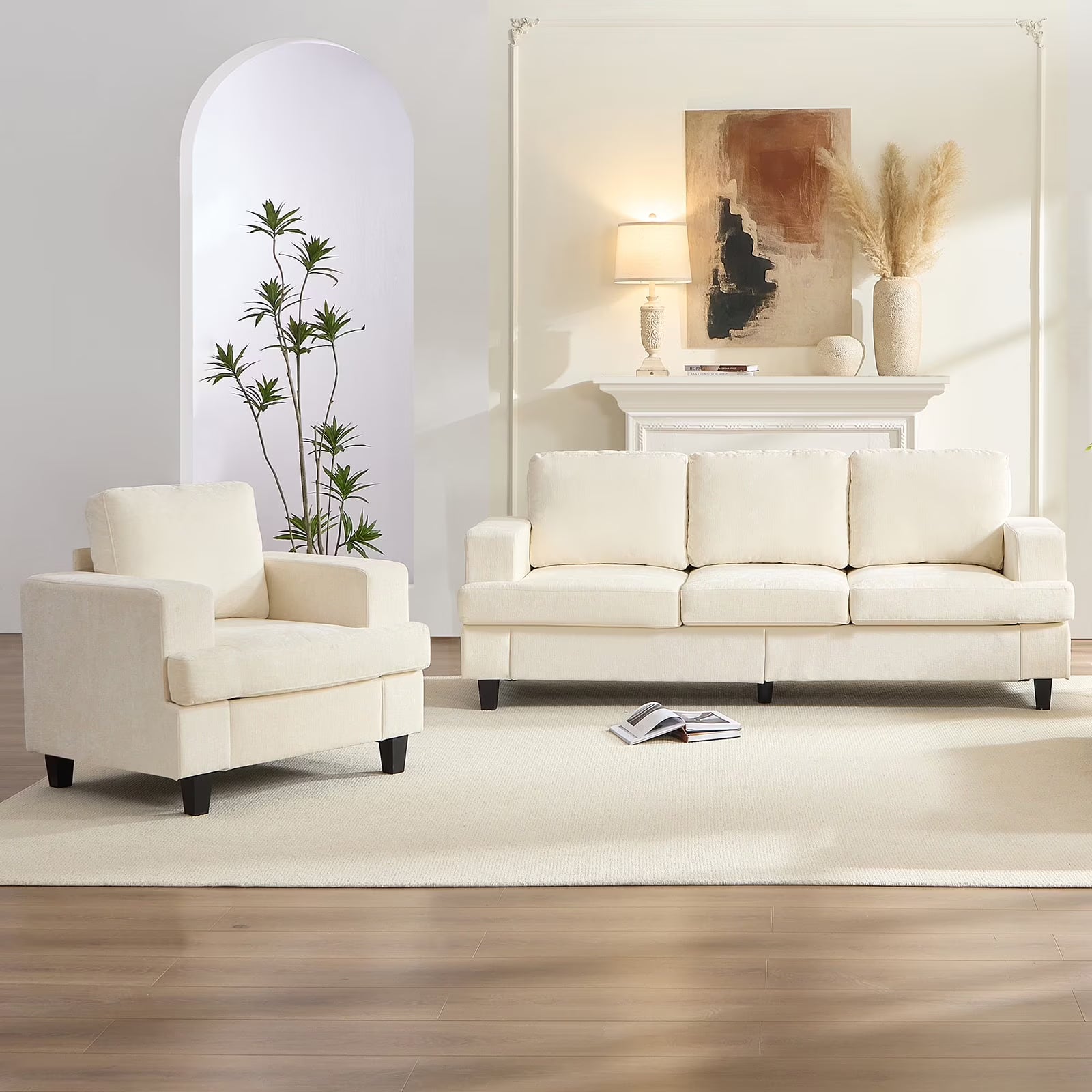 BALUS Living Room Furniture Sets, Modern Chenille Couch and Loveseat Sets, Oversized Sectional Couch Sets with Deep Seat