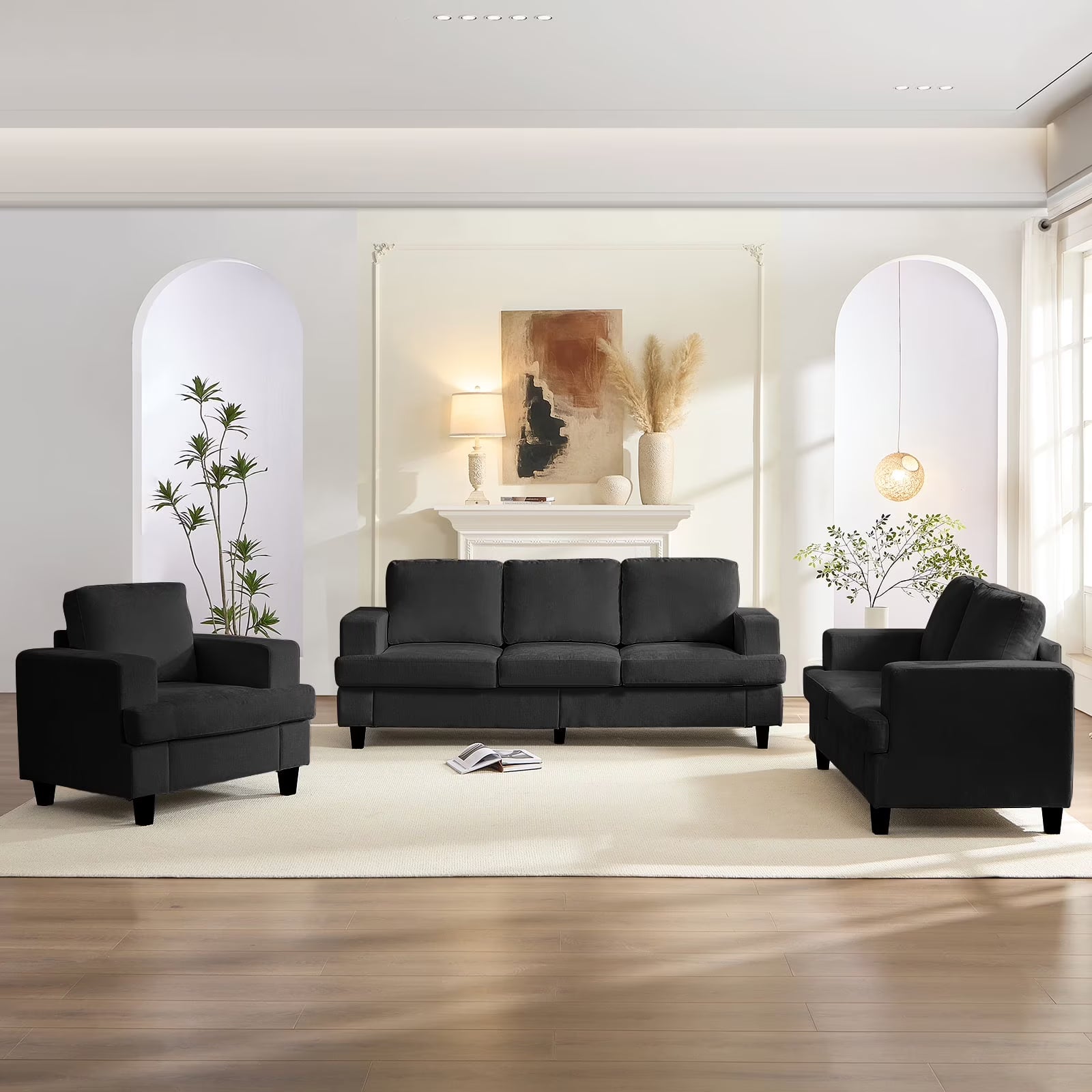 BALUS Living Room Furniture Sets, Modern Chenille Couch and Loveseat Sets, Oversized Sectional Couch Sets with Deep Seat