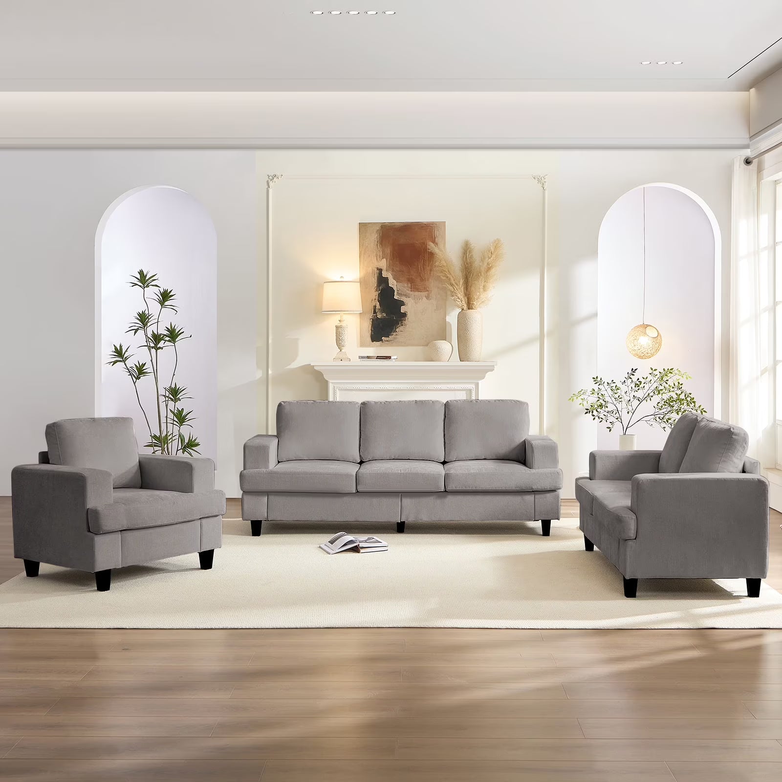 BALUS Living Room Furniture Sets, Modern Chenille Couch and Loveseat Sets, Oversized Sectional Couch Sets with Deep Seat