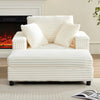 BALUS Chaise Lounge Chair Indoor with Ottoman, Oversized Corduroy Single Sofa Chair with 2 Pillows, Comfy Deap Sleeper Seat for Living Room
