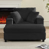 BALUS Chaise Lounge Chair Indoor with Ottoman, Oversized Corduroy Single Sofa Chair with 2 Pillows, Comfy Deap Sleeper Seat for Living Room