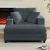 BALUS Chaise Lounge Chair Indoor with Ottoman, Oversized Corduroy Single Sofa Chair with 2 Pillows, Comfy Deap Sleeper Seat for Living Room