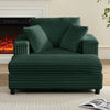 BALUS Chaise Lounge Chair Indoor with Ottoman, Oversized Corduroy Single Sofa Chair with 2 Pillows, Comfy Deap Sleeper Seat for Living Room