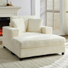 BALUS Chaise Lounge Chair Indoor with Ottoman, Oversized Corduroy Single Sofa Chair with 2 Pillows, Comfy Deap Sleeper Seat for Living Room