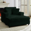 BALUS Chaise Lounge Chair Indoor with Ottoman, Oversized Corduroy Single Sofa Chair with 2 Pillows, Comfy Deap Sleeper Seat for Living Room