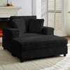 BALUS Chaise Lounge Chair Indoor with Ottoman, Oversized Corduroy Single Sofa Chair with 2 Pillows, Comfy Deap Sleeper Seat for Living Room