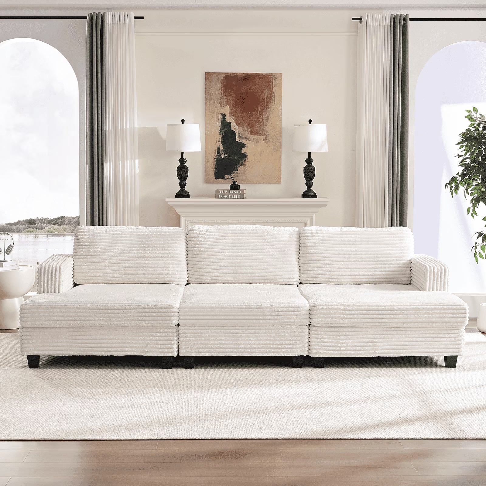 BALUS Oversized Sectional Sofa, Modern 120" Sofa and Couch with Super Comfy Deep Seat for Spacious Living Rooms