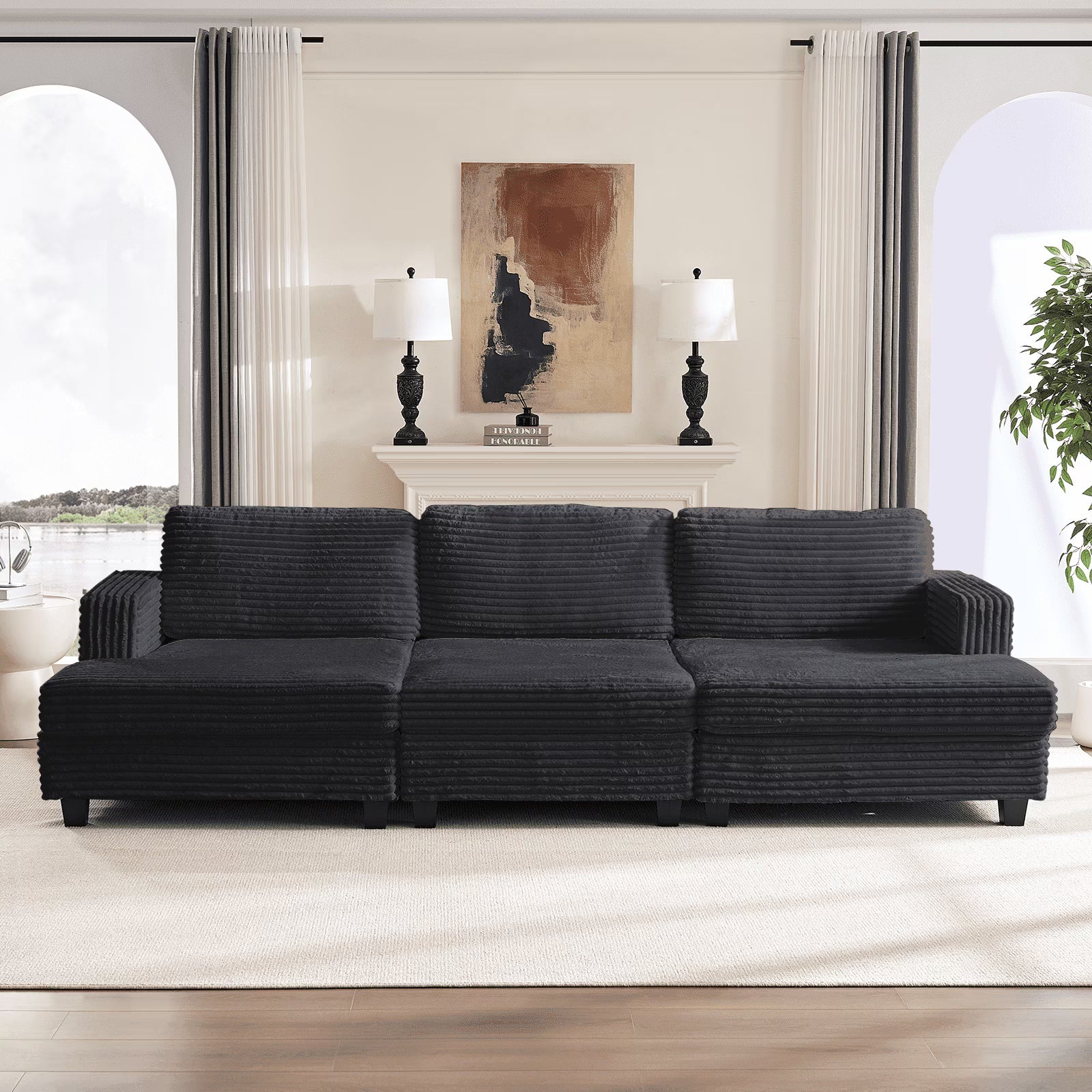 BALUS Oversized Sectional Sofa, Modern 120" Sofa and Couch with Super Comfy Deep Seat for Spacious Living Rooms