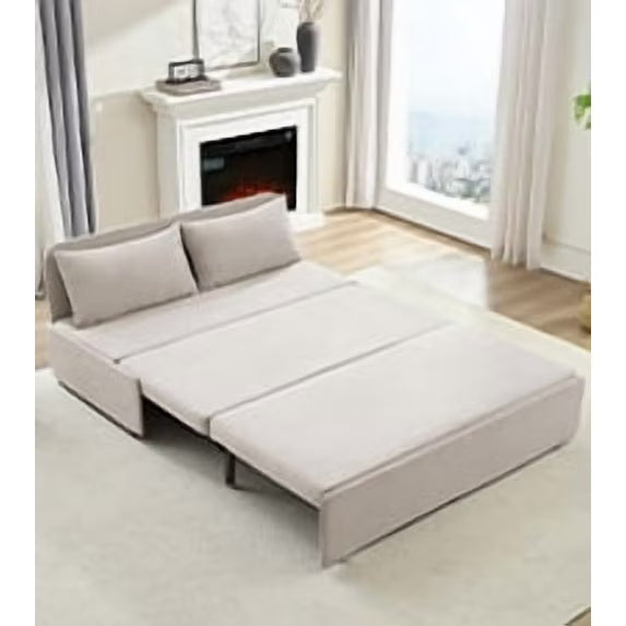 BALUS Queen Size Convertible Sofa Bed, Apartment Sleeper Love Seat for Bed Room/Living Room,hide a bed sleeper sofa, Linen