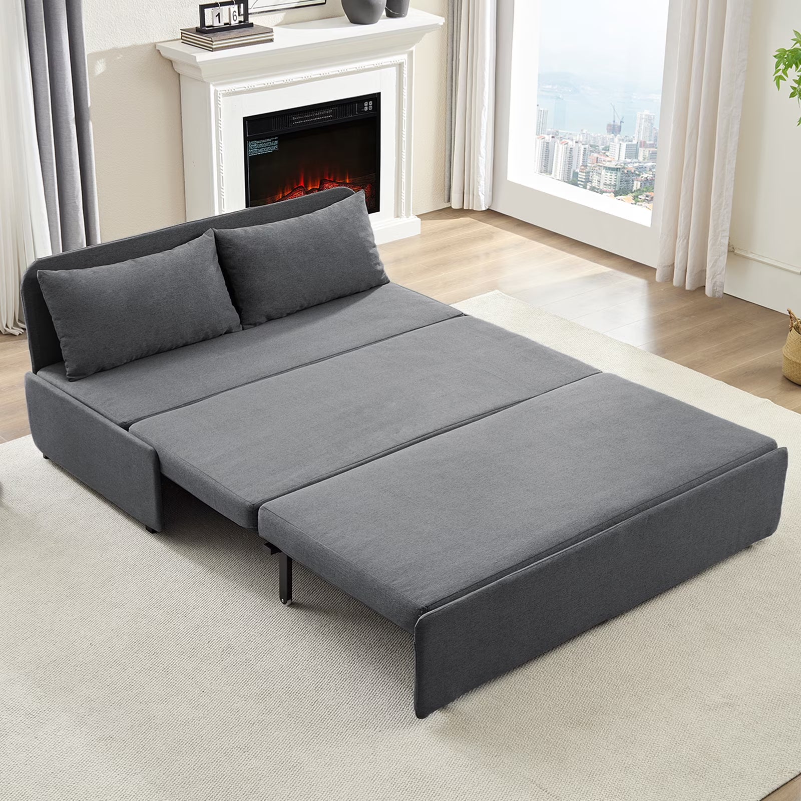 BALUS Queen Size Convertible Sofa Bed, Apartment Sleeper Love Seat for Bed Room/Living Room,hide a bed sleeper sofa, Linen
