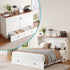 BALUS  Murphy Bed with Storage, Folding Bed with Mattress Included Charging Port, Wood, White