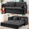 BALUS Queen Size Pull Out Sofa Bed, 78" Convertible Loveseat Sleeper Sofa with 2 Pillows and Foldable Mattress,Ice Velvet, Black