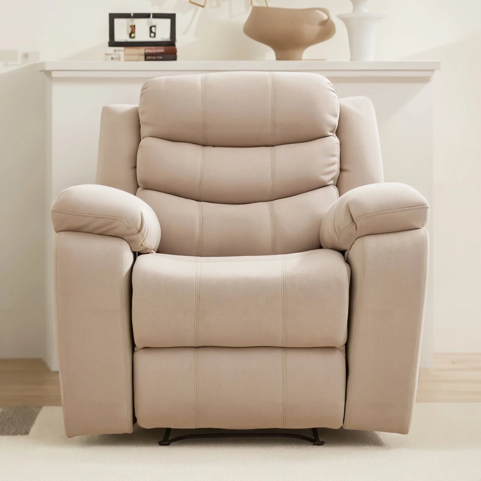 BALUS Recliner Sofa Sets with Storage & Cup Holders - Ergonomic Suede Reclining Couch, Metal Frame, Space-Saving Design,