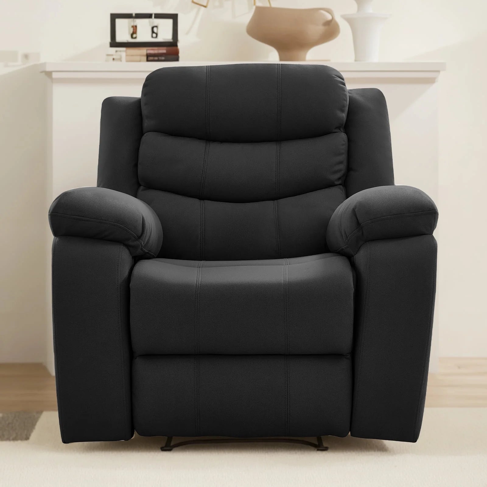 BALUS Recliner Sofa Sets with Storage & Cup Holders - Ergonomic Suede Reclining Couch, Metal Frame, Space-Saving Design,