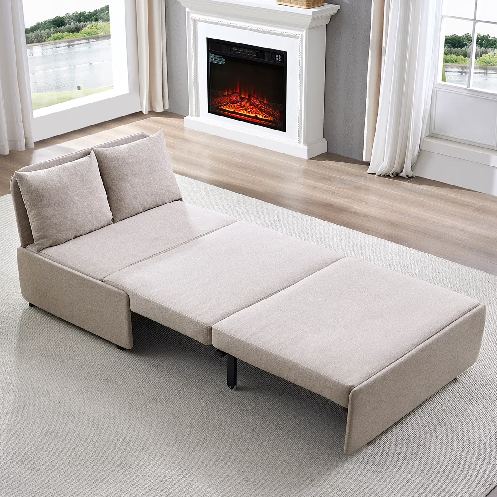 BALUS Queen Size Convertible Sofa Bed, Apartment Sleeper Love Seat for Bed Room/Living Room,hide a bed sleeper sofa, Linen