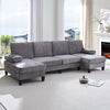 BALUS U-Shaped Sectional Sofa, Corduroy Couch with Modular Design, 6-Seater Cloud-Like Living Room Sofa & Removable Ottomans,