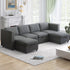 CECER U shaped Sofa with Movable Storage Ottomans, 6-Seats Modular Sectional Sofa for Living Room