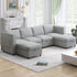 CECER U shaped Sofa with Movable Storage Ottomans, 6-Seats Modular Sectional Sofa for Living Room