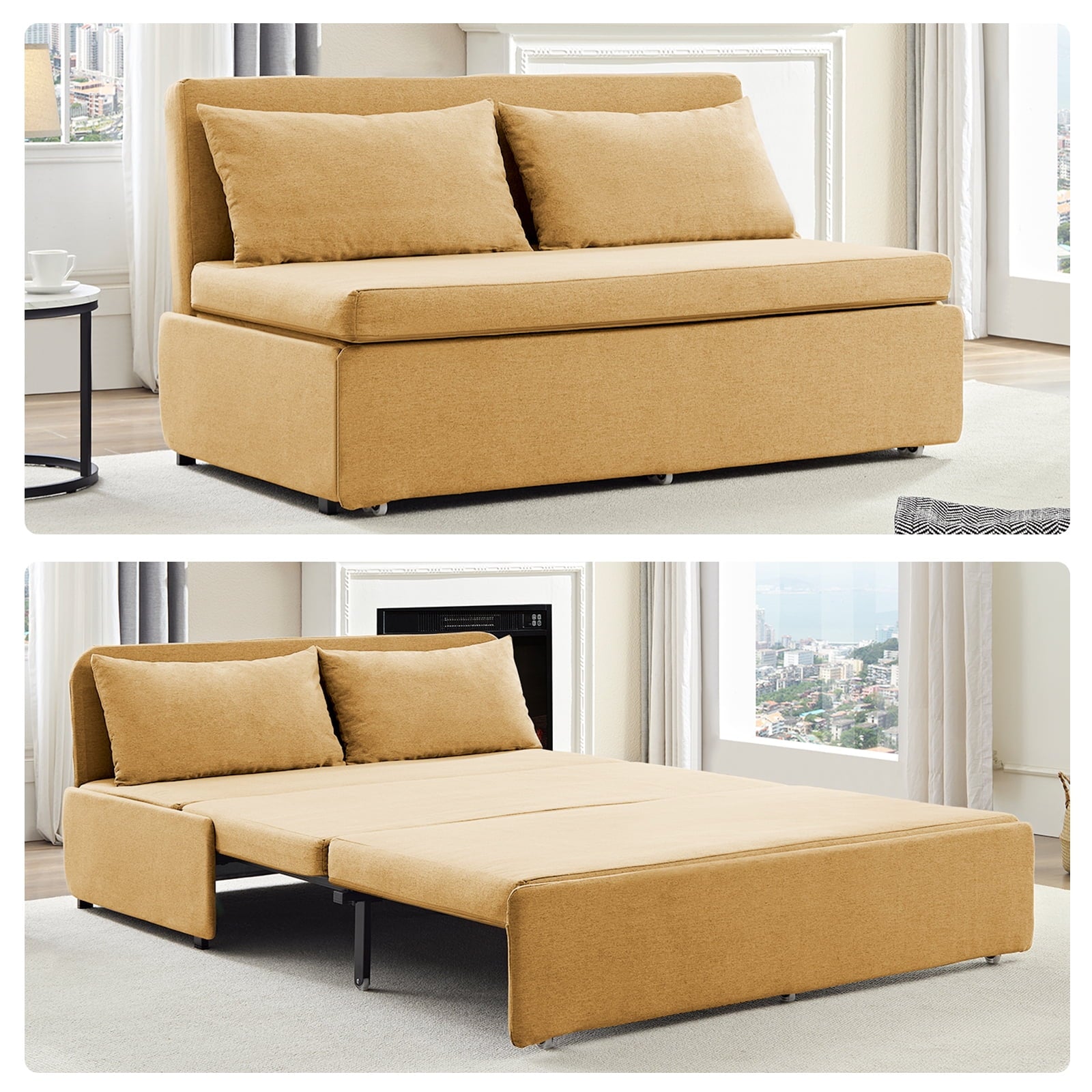 CECER 3 in 1 Convertible Sleeper Sofa Bed, Twin Size Pull Out Couch for Living Room