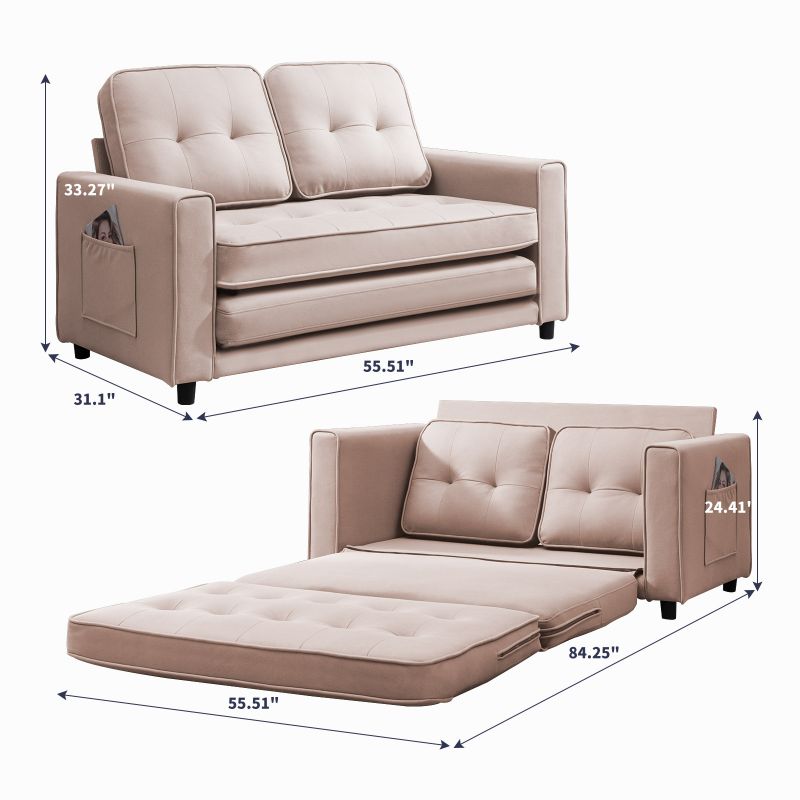 Cecer Convertible Folding Futon Loveseat Sofa Bed