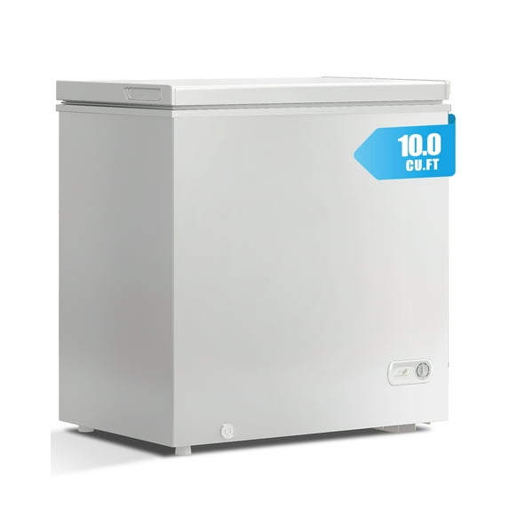DISHUP 3.5 Cu.Ft Chest Freezer, Small Deep Freezer with Removable Basket, Adjustable Temperature, for Home/Office/Garage/Bar