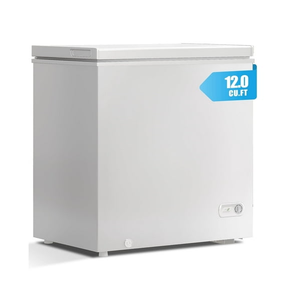 DISHUP 3.5 Cu.Ft Chest Freezer, Small Deep Freezer with Removable Basket, Adjustable Temperature, for Home/Office/Garage/Bar