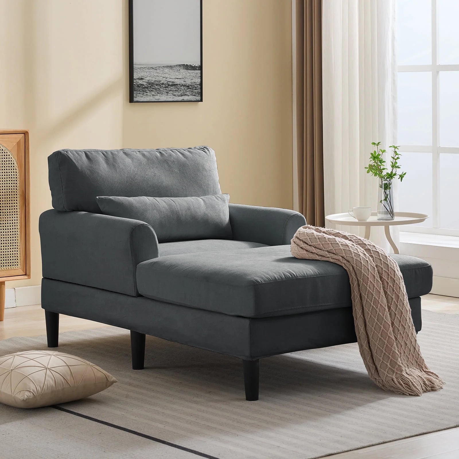 CECER Chaise Lounge Indoor Modern Velvet Fabric Indoor Lounge Chair a Cecer Shop